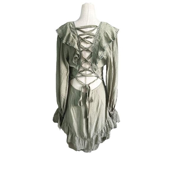 Saints + Secrets Olive Lined Mini A-line Dress Women's Size XL NWT | 12-19-3 - Picture 2 of 7